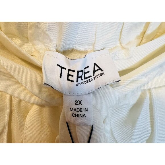 Terea Andrea Pitter Shay Wide Leg Layered Tie Pants 2X Ivory Resort Flowy NWT - Picture 10 of 12